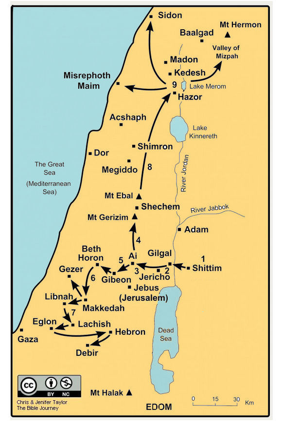Map of Joshua's campaign